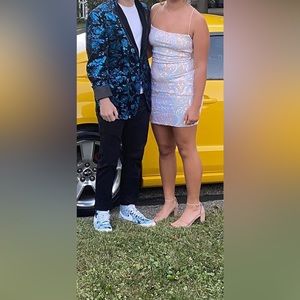 Nude colored sequence semi formal dress large (8-10)